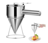 1.2L Stainless Steel Pancake Batter Dispenser for Baking with Handle & Rack, Kitchen Piston Funnel for Wax, Candle, Batter Pourer for Cupcake, Whipped Cream, Waffle Mix, Cake,Mortar,Sauce(40oz)
