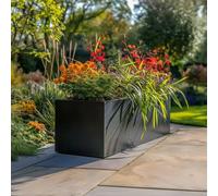 1.2m/1m/75cm/70cm Zinc Galvanised Trough Planter | No Assembly Needed | Lightweight (Matte Black, L75cm x W32cm x H32cm)