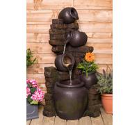 1.2m 3-tier Cascading Jars on Wall with Planter and Lights by Ambient? Primrose Brown One Size