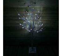 1.2m (4ft) Christmas Outdoor Birch Tree with 48 Ice White LED