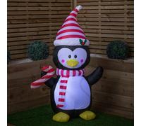 Samuel Alexander 4ft (120cm) LED Christmas Inflatables Outdoor Penguin W/ Candy Cane Decorations Samuel Alexander Multicolor