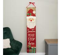 1.2m Battery Operated Light up Hanging Christmas Santa Stop Here Fabric Banner with LEDs