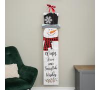 Samuel Alexander Light up Hanging Christmas Snowman Fabric Banner with LEDs in White Samuel Alexander White