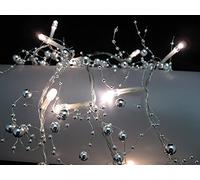 1.2m Battery Operated Silver Bead Garland With 20 Warm White LED Fairy Lights Transparent Cable