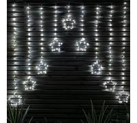 1.2m Cool White LED Star Curtain Lights Christmas Decorations Samuel Alexander White One Size