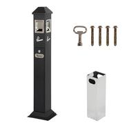1.2M Floor Standing Bin Free Standing Bin Outdoor Rubbish Stainless Steel,Outside Waste Containers Standing Vertical Trash Bin w/Key (Black)
