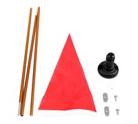 1.2m Foldable Aluminum Flag Pole Kit With Adjustable Height Stable Base Lightweight Red For Kayaking Canoeing Paddleboarding Boating Camping Outdoor Use Includes Flag Mounting Accessories