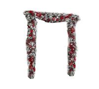 (1.2m Long Garland) Front Door Christmas Wreath Red White Holiday Trim Exterior Outdoor Home Decoration