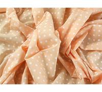 1/2m | Peach Polycotton with White Spots Pastel Colour Quality Fabric 5mm Spots Japanese Qkt 4000 Poly Cotton Material Pastel Light Pale Orange Colour Color Dressmaking Shirts Clothes Cr