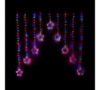 1.2m Premier Christmas Static Star LED Silver Pin Wire V Curtain Lights in Rainbow
