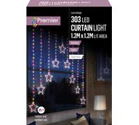 Samuel Alexander 1.2m Christmas Static Star LED Silver Pin Wire V Curtain Lights in Rainbow