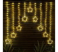 1.2m Warm White LED Star Curtain Lights Christmas Decorations Samuel Alexander White One Size