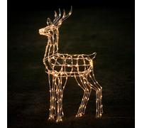 Garden Trends Christmas Centre 1.2m White Wire 230 LED Light Up Reindeer, White