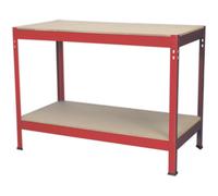 1.2m x 0.6m Workbench - Heavy Duty Steel Frame & Wooden Work Top & Storage Shelf