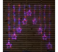 1.2m Premier Christmas Static Star LED Silver Pin Wire V Curtain Lights in Rainbow