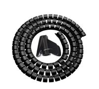 1/2meter 8-25mm Cable Spirals Wrap Tidy Cord Wire Banding Storage Organizer PC TV Wire Winding Tube Wire Sleeves(Black 20mm x1m)