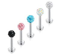 1,2mm CZ Crystal Ball Tiny Labret Lip Ring Tragus Helix Earring Stud Piercing Jewelry 6mm 8mm,Briana Williams