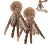 1/2pc Faux Rabbit Fur Cat Toys, Fluffy Plush Cat Kicker Toy, Rabbit Fur Catnip Toys, Silvervine Gall Fruit & Feather, Interactive Octopus Ball with Dangling Tails, Kitten Hunting Chase Toys (2pc-B)