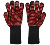 1/2pc Non-Slip Fireproof Microwave Oven Gloves Extreme Heat Resistant Oven Mitts Flame Retardant BBQ Gloves for Barbecue(Red Women 2pc)