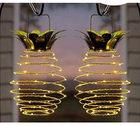 1-2Pc Solar Powered LED Pineapple Spiral Lantern String Wire Lights Garden Outdoor (2 Packs,60 LEDs)