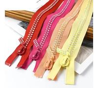 1/2Pcs 10# 60cm Resin Zipper Rhinestone Decor Zip Open End Zips for Jacket Bag Clothes Zippers Repair Kit DIY Sewing Accessory(Multicolored 2,60CM-2PCS_NO10)