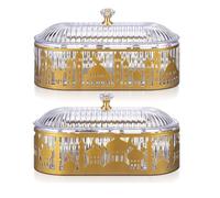 1~2pcs 18 * 9cm Ramadan Tray, Ramadan Decorations for Home, Ramadan Plates, Eid Mubarak Plates with Lid, Ramadan Cookie Candy Food Storage Container, for Eid Party Supplies (2 pcs)