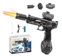 1~2pcs 500cc Electric Water Gun with Muzzle Flash, Range 28-32 Ft Water Guns Toy Pistol, Full Automatic Electric Squirt Gun, Waters Guns Toys for Pool Party Beach Outdoor Adults Kids (A-black)