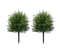 1/2Pcs Artificial cedars-Styled Topiary Ball with Ground Spike, Lifelike Faux Cypress Evergreen Shrubs, No-Watering Fake Plant for Front Porch Garden Indoor Outdoor Decor 2pcs
