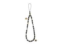 1/2PCS Beaded Phone Charms,Strap with Star Beige and Black Colours (1, Black)