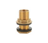 1/2Pcs Brass Hexagonal Couplings with Rubber Gaskets G3/8In XG1/2In for Rainwater Barrels Tanks Fittings and Pipe Joints Industrial Brass Bulkhead Tank Fitting