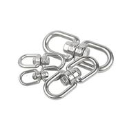 1/2PCS Double Ended Swivel Eye Hook 304 Stainless Steel Shackle Ring Connector For Hanging Swing Sand Bag Hammock(M8 1PC)