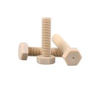 1-2pcs M3/M4/M5/M6/M8/M10/M12 High-temperature Resistant Polyetheretherketone Hexagon Head Insulated Screws, M8x65mm(1pc)