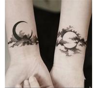 1/2pcs Moon and Sun Couple Ink Temporary Tattoo Stickers for Men and Women, Semi-permanent, Waterproof, Lasting 2 Weeks, Fake Tattoos(1pcs)