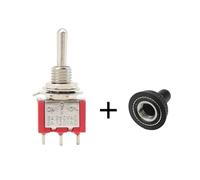 1/2PCS MTS-102 Red Toggle Switch 3 PIN Switches 2/3 Position 6MM Latching Switch MTS-103 SPDT ON-OFF -ON Waterproof Cap IDGTTLDF(MTS-103 With Cap,2PCS)