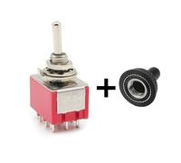 1/2PCS MTS-302 Red 6MM Toggle Switch 9PIN Switches 2/3 Position Latching Switch MTS-303 SPDT ON-OFF -ON Waterproof Cap IDGTTLDF(MTS-303 With Cap,2PCS)