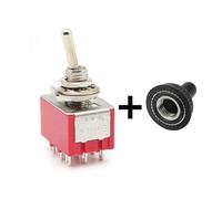 1/2PCS MTS-302 Red 6MM Toggle Switch 9PIN Switches 2/3 Position Latching Switch MTS-303 SPDT ON-OFF -ON Waterproof Cap IDGTTLDF(MTS-302 With Cap,1PCS)