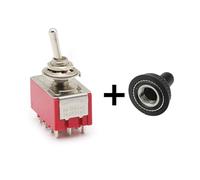 1/2PCS MTS-402 Red 6MM Toggle Switch 12PIN Switches 2/3 Position Latching Switch MTS-403 SPDT ON-OFF -ON Waterproof Cap IDGTTLDF(MTS-402 With Cap,1PCS)