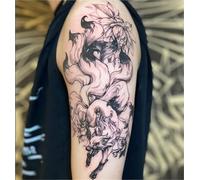 1/2pcs Nine Tailed Fox Large Image Temporary Tattoo Stickers For Men And Women On Arms, Semi Permanent, Waterproof, Lasting For 2 Weeks, Fake Tattoos(1pcs)