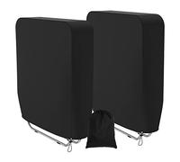 1/2pcs Outdoor Folding Reclining Chair Cover, 93x82cm Garden Furniture Protector 190T Oxford Fabric Patio Sunbed Cover Black Waterproof Garden Sun Loungers Stacking Covers with Storage Bag (2)