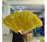 1/2PCS Pink Fluffy Ostrich Feathers Fan 100CM/130CM Natural Fashion Feathers Fan Wedding Carnival Dance Performance Props Plumas-32 Olive green-130cm 1PCS