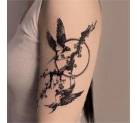 1/2pcs Plum Blossom Swallow Bird Full Moon Juice Herbal Temporary Tattoo Stickers, Semi-permanent, Waterproof, Lasting 2 Weeks, Fake Tattoos(1pcs)
