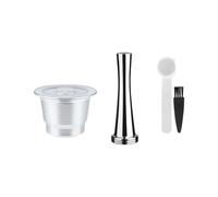 1/2Pcs Refillable Filter Reutilizable Stainless Steel Reusable Coffee Tamper Spoon Cleaning Brush Accessories