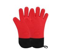 1-2Pcs Silicone Heat Resistant Mitts Anti-Scald for Kitchen Microwave Oven Grill Barbecue Cooking(1Pcs Red)