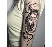 1/2pcs Snake Dark Arm Pattern Temporary Tattoo Stickers For Men And Women, Semi-permanent, Waterproof, Lasting 2 Weeks, Fake Tattoos(2pcs)