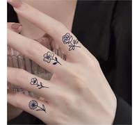 1/2pcs Temporary Tattoo Stickers Fingertip Flower Waterproof Long-lasting Finger Realistic Fake Tattoos For Men And Women(2pcs)