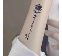 1/2pcs Temporary Tattoo Stickers Rose Letters Waterproof Long-lasting English Concealer Men And Women Fake Tattoos(1pcs)