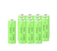 1.2v 2/3 AAA 400mah NiMH Rechargeable Batteries with Button Top for DIY LED Solar Light，12 Packs