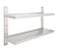 1/2x 2-Tier Floating Wall Shelves Stainless Steel Shelf Multi Sizes vidaXL