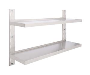 1/2x 2-Tier Floating Wall Shelves Stainless Steel Shelf Multi Sizes vidaXL