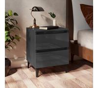 vidaXL Bed Cabinet with Metal Legs Smoked Oak Bedside Table Storage Cabinet